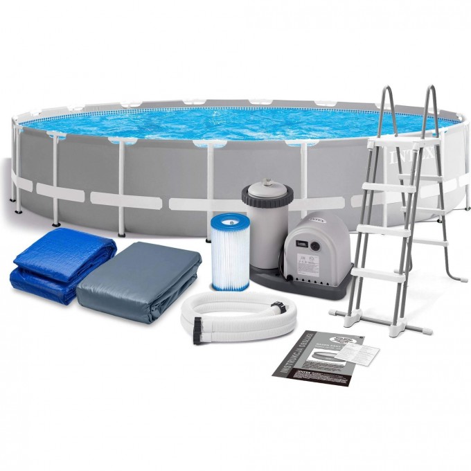 Каркасный бассейн INTEX PRISM FRAME 549 х 122 см, фильтр-насос, лестница, тент, подстилка 26732