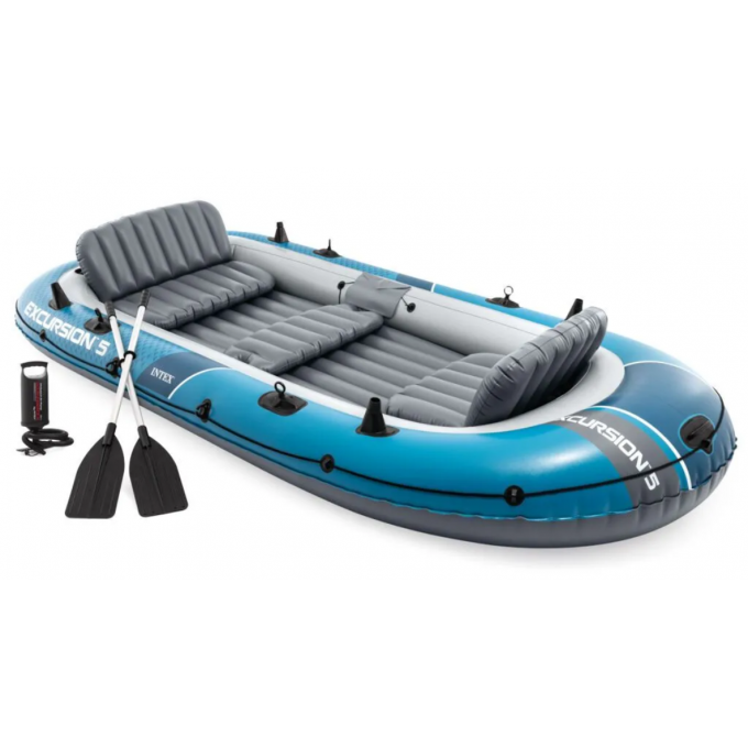 Надувная лодка INTEX"EXCURSION 5" 366х168х43см, вёсла 137см, насос 68614, до 600кг 66325